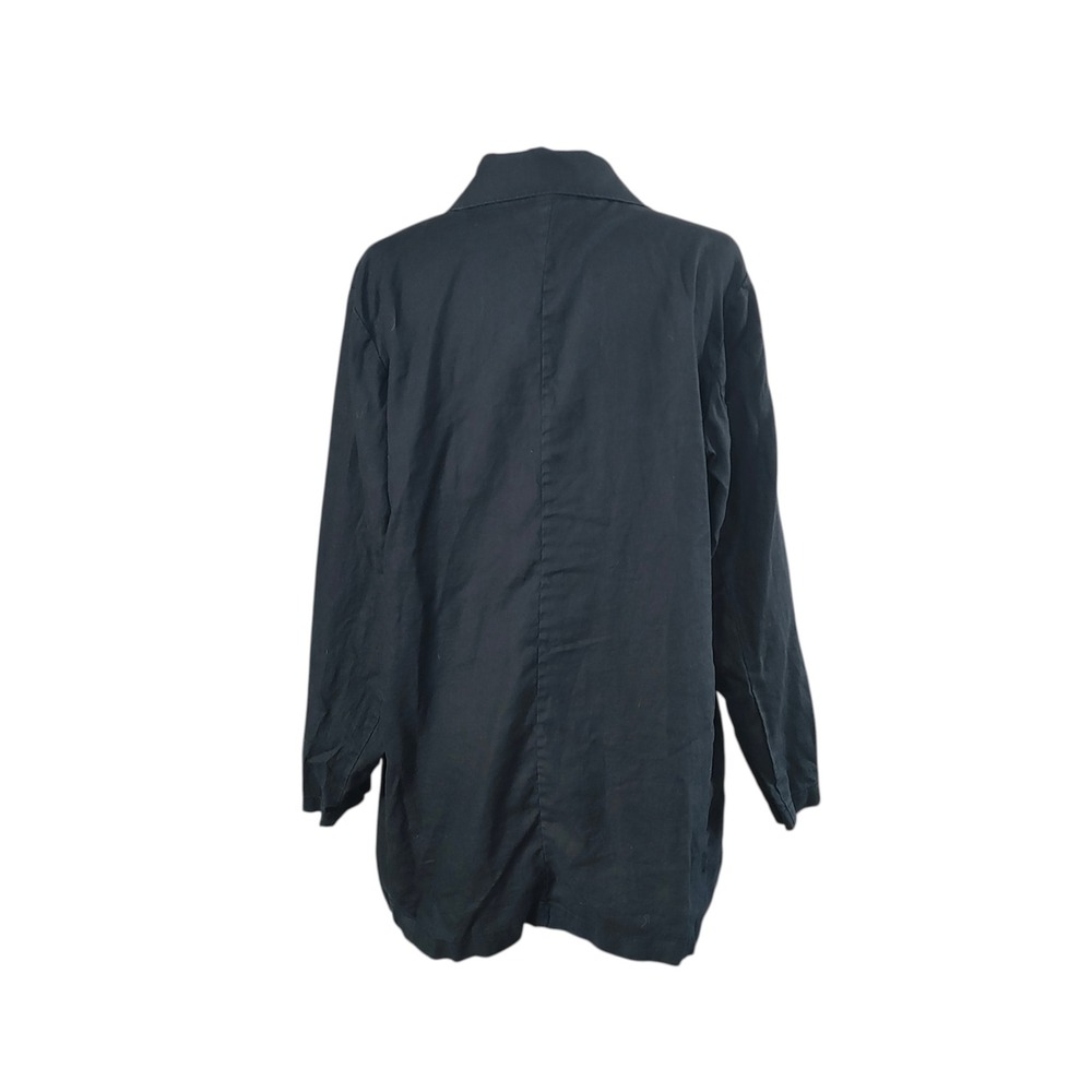 Eileen Fisher Black 100% Organic Linen Open Front Blazer Jacket Lagenlook XL - Picture 9 of 11